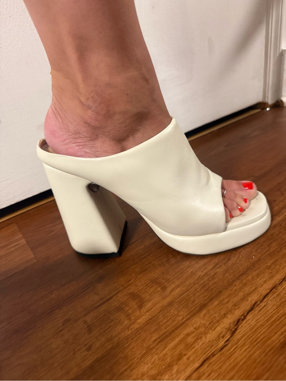 Proenza Schouler Platform Mule Heels in Ivory - Women's Slide Sandals
